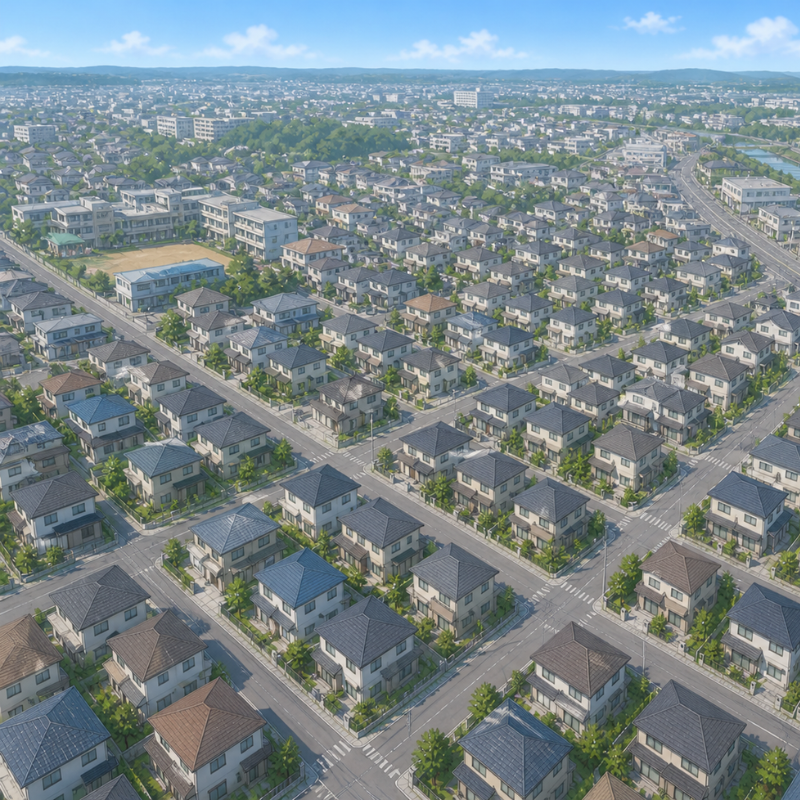 新築住宅の記念やプロモーション／上空から見える景色